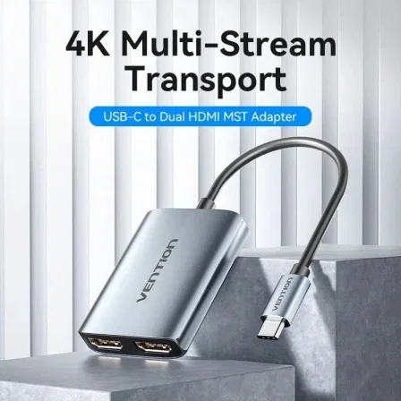 Vention Cable Conversor USB Tipo-C Macho a 2x HDMI Macho Gris Vention Cable Conversor USB Tipo-C Macho a 2x HDMI Macho Gris
